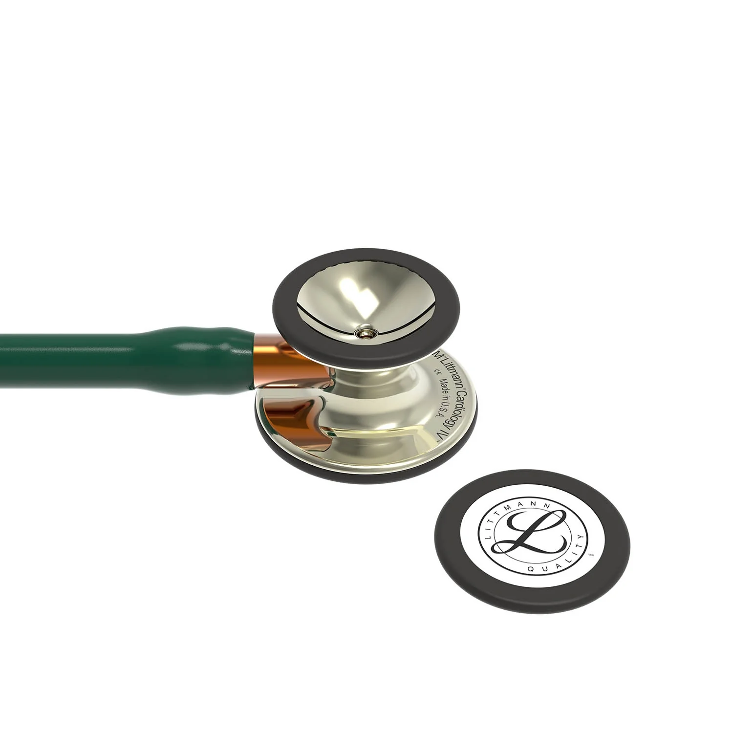 Littmann Cardiology IV Diagnostic Stethoscope: Polished Champagne & Hunter Green - Orange Stem 6206 - Image 5