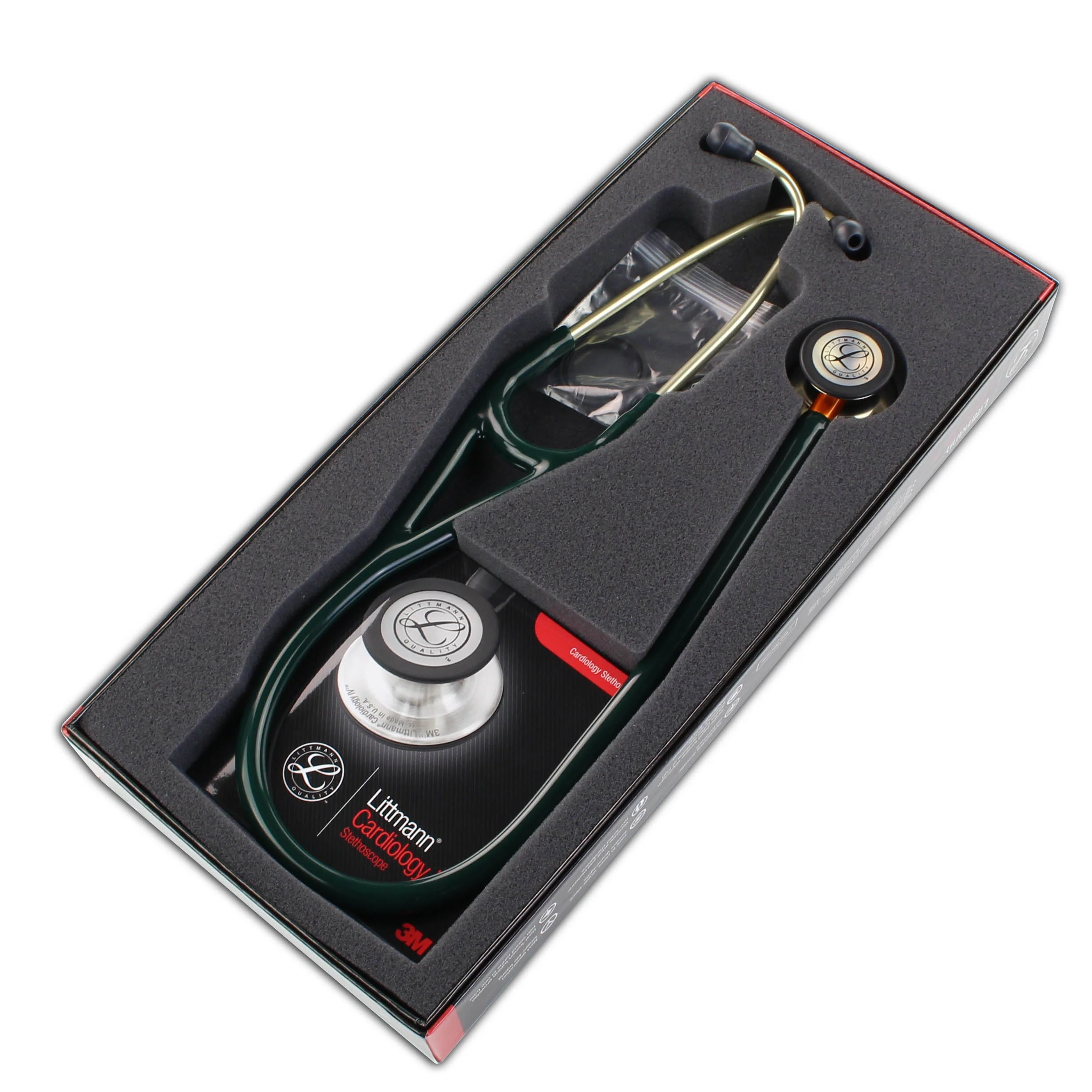 Littmann Cardiology IV Diagnostic Stethoscope: Polished Champagne & Hunter Green - Orange Stem 6206 - Image 8