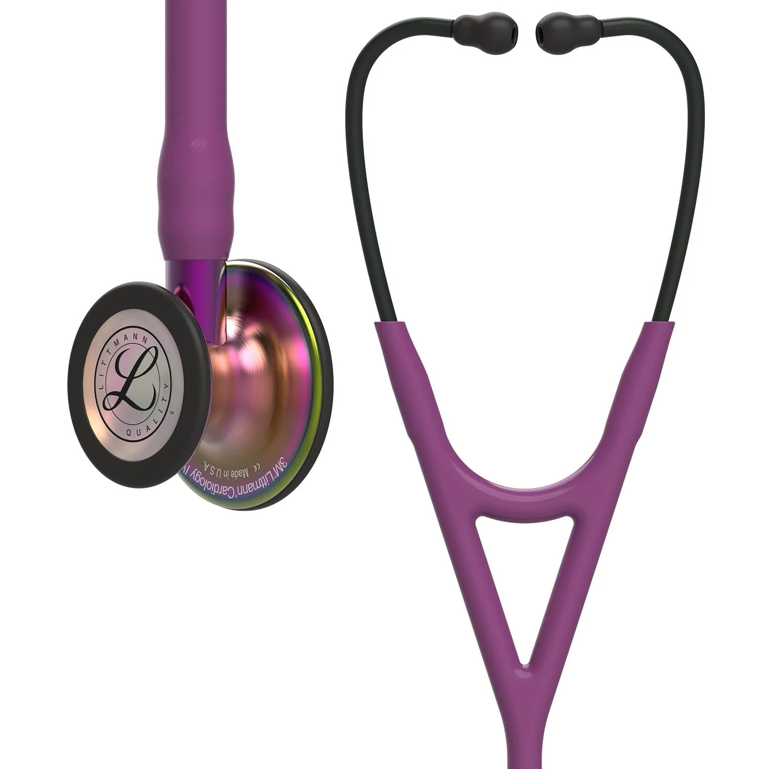 Littmann Cardiology IV Diagnostic Stethoscope: Rainbow & Plum - Violet Stem 6205 - Over Engraved - Image 7
