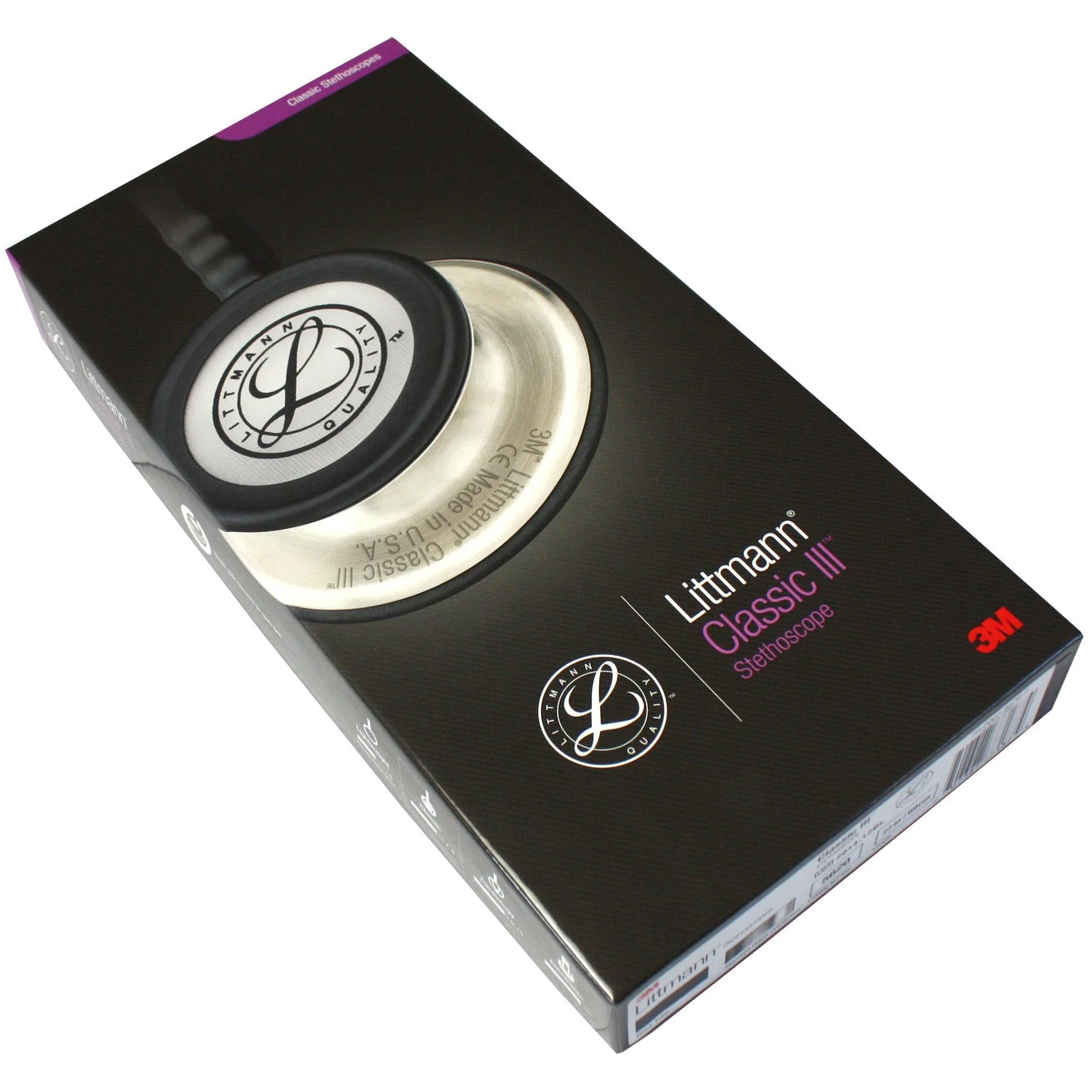 Littmann Classic III Monitoring Stethoscope: Black and Smoke 5811 - Over Engraved - Image 6