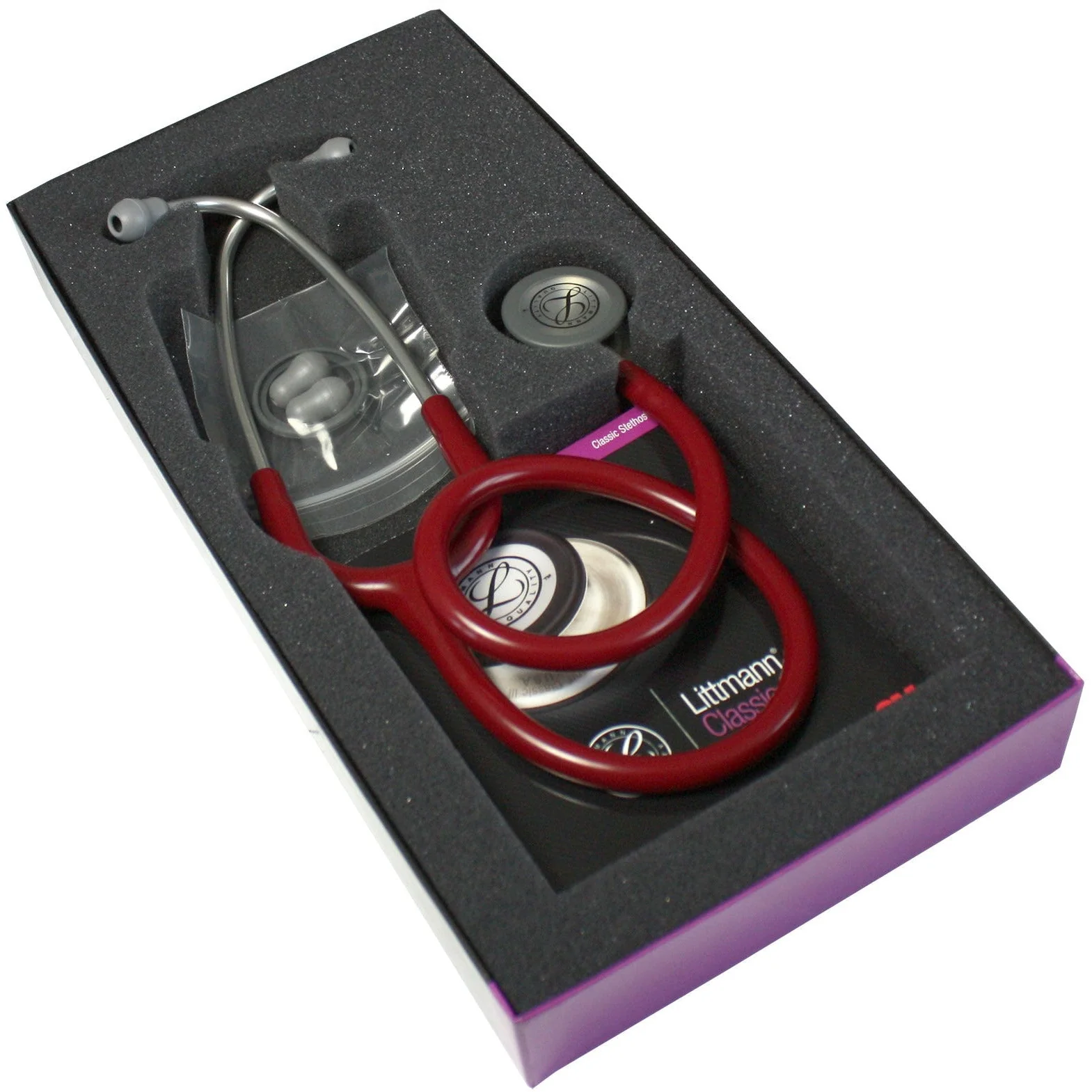 Littmann Classic III Monitoring Stethoscope: Burgundy 5627 - Over Engraved - Image 9