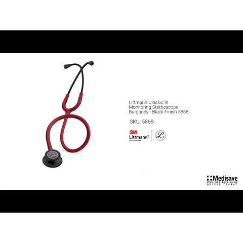 Littmann Classic III Monitoring Stethoscope: Burgundy - Black Finish 5868 - Over Engraved - Image 12