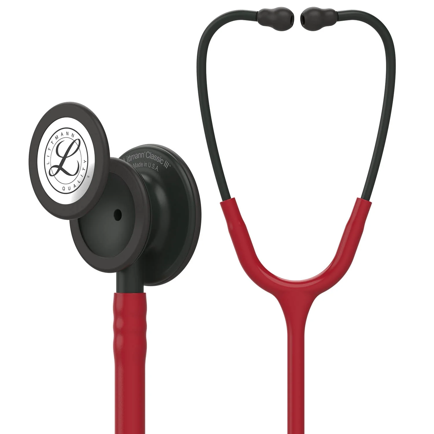 Littmann Classic III Monitoring Stethoscope: Burgundy - Black Finish 5868 - Over Engraved - Image 2
