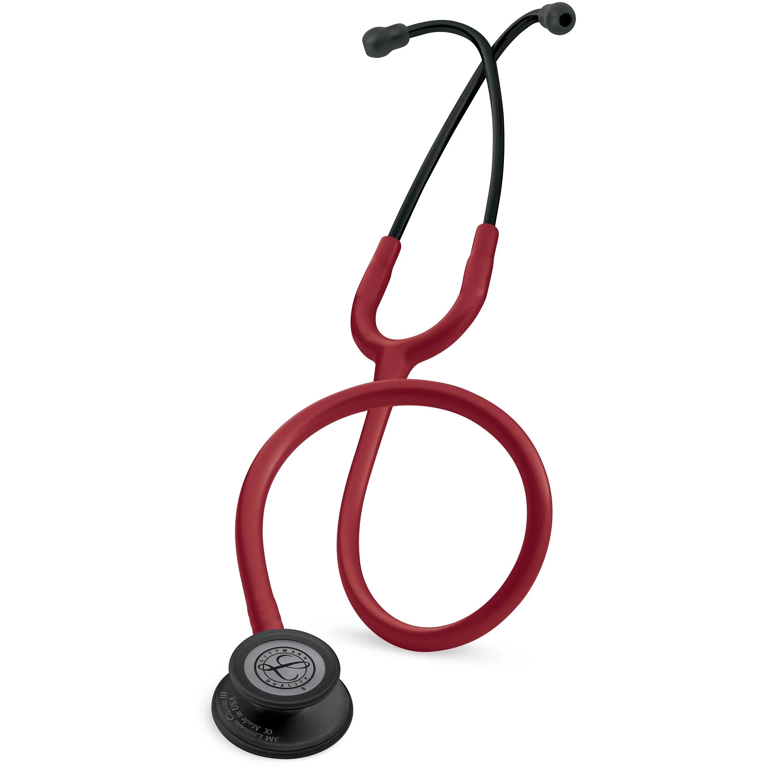 Littmann Classic III Monitoring Stethoscope: Burgundy - Black Finish 5868 - Over Engraved - Image 5