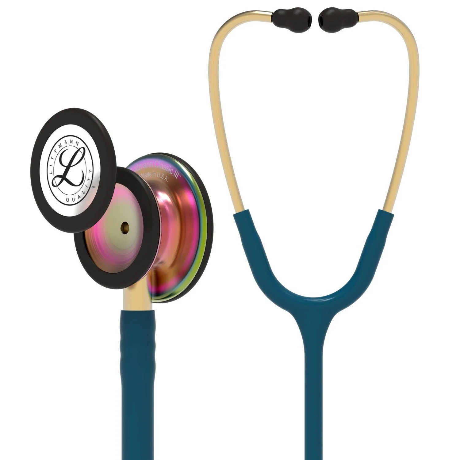 Littmann Classic III Monitoring Stethoscope: Caribbean Blue Rainbow 5807 - Over Engraved - Image 4