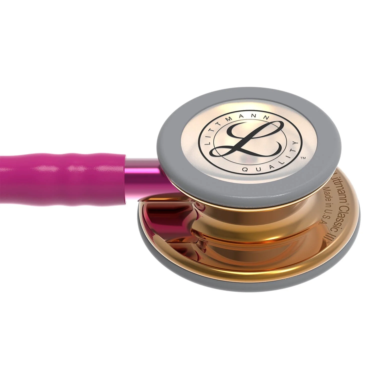 Littmann Classic III Monitoring Stethoscope: High Polish Copper & Raspberry - 5647 - Over Engraved - Image 3