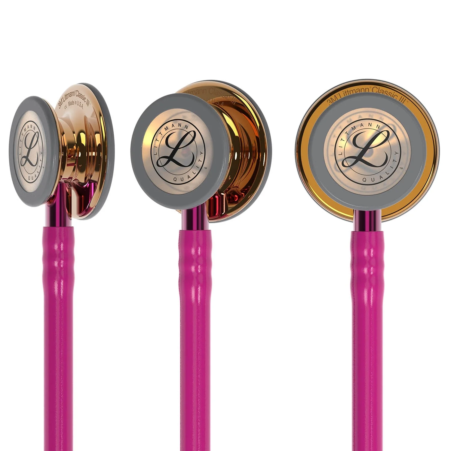 Littmann Classic III Monitoring Stethoscope: High Polish Copper & Raspberry - 5647 - Over Engraved - Image 4