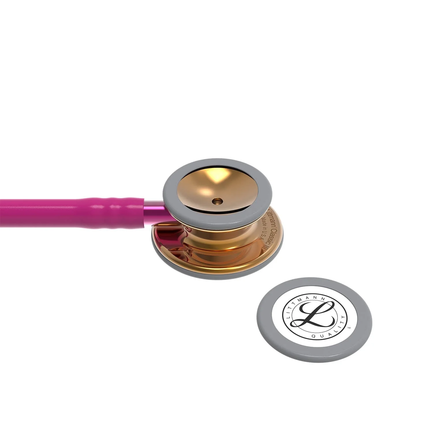 Littmann Classic III Monitoring Stethoscope: High Polish Copper & Raspberry - 5647 - Over Engraved - Image 5