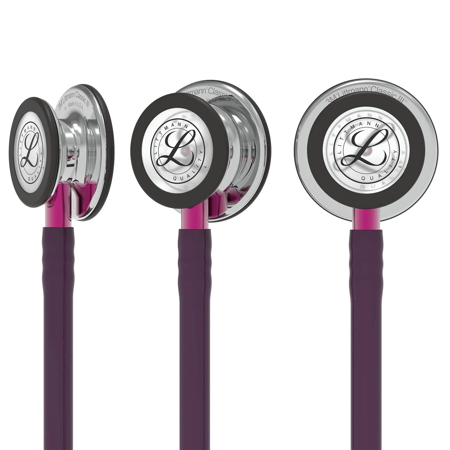 Littmann Classic III Monitoring Stethoscope: Mirror & Plum - Pink Stem 5960 - Over Engraved - Image 7