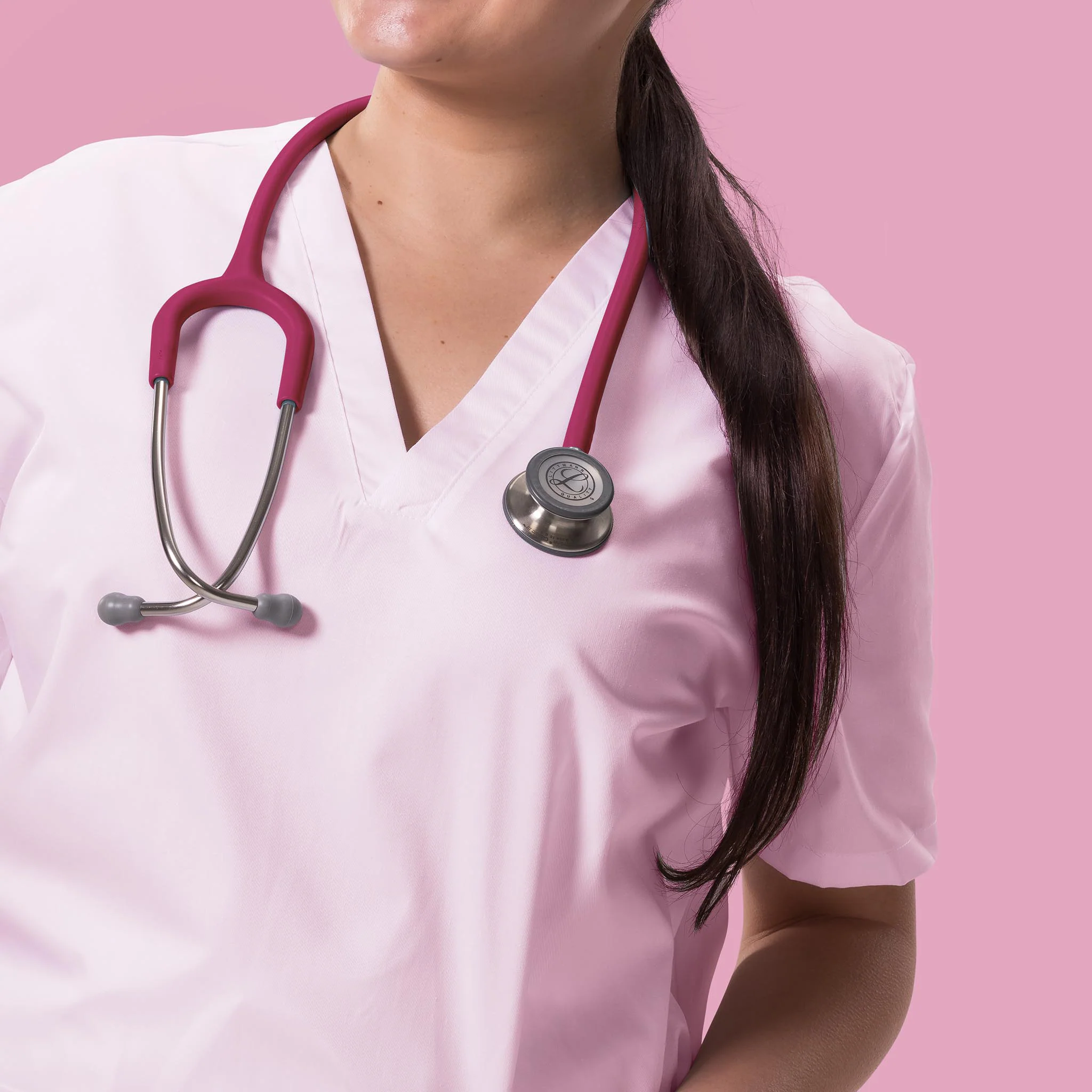 Littmann Classic III Monitoring Stethoscope: Satin Raspberry Tube 5648C - Image 6