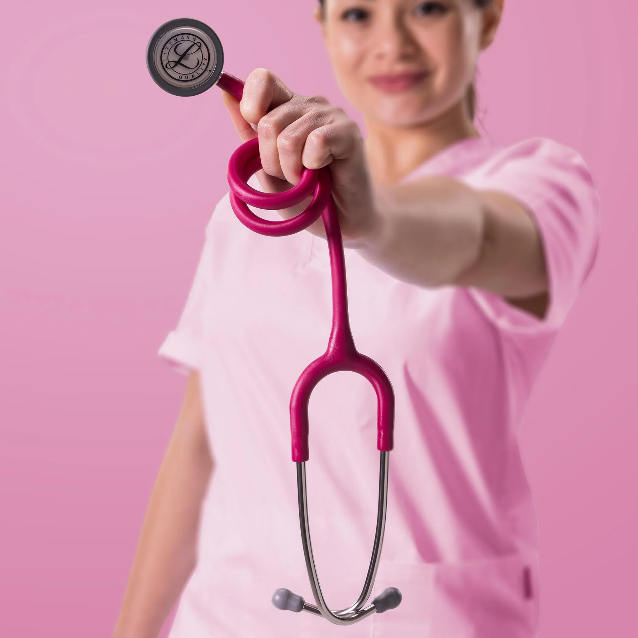 Littmann Classic III Monitoring Stethoscope: Satin Raspberry Tube 5648C - Image 7