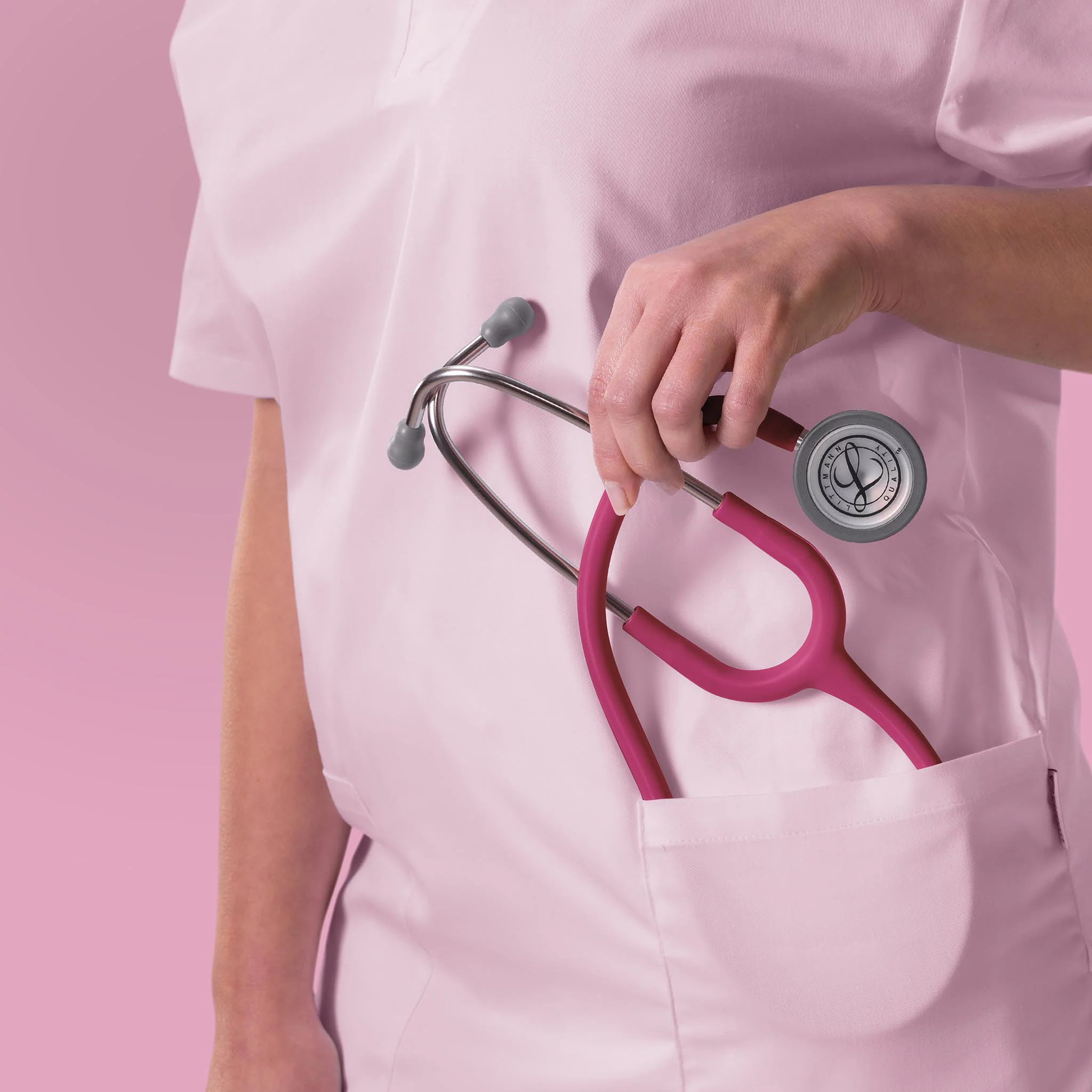 Littmann Classic III Monitoring Stethoscope: Satin Raspberry Tube 5648C - Image 8