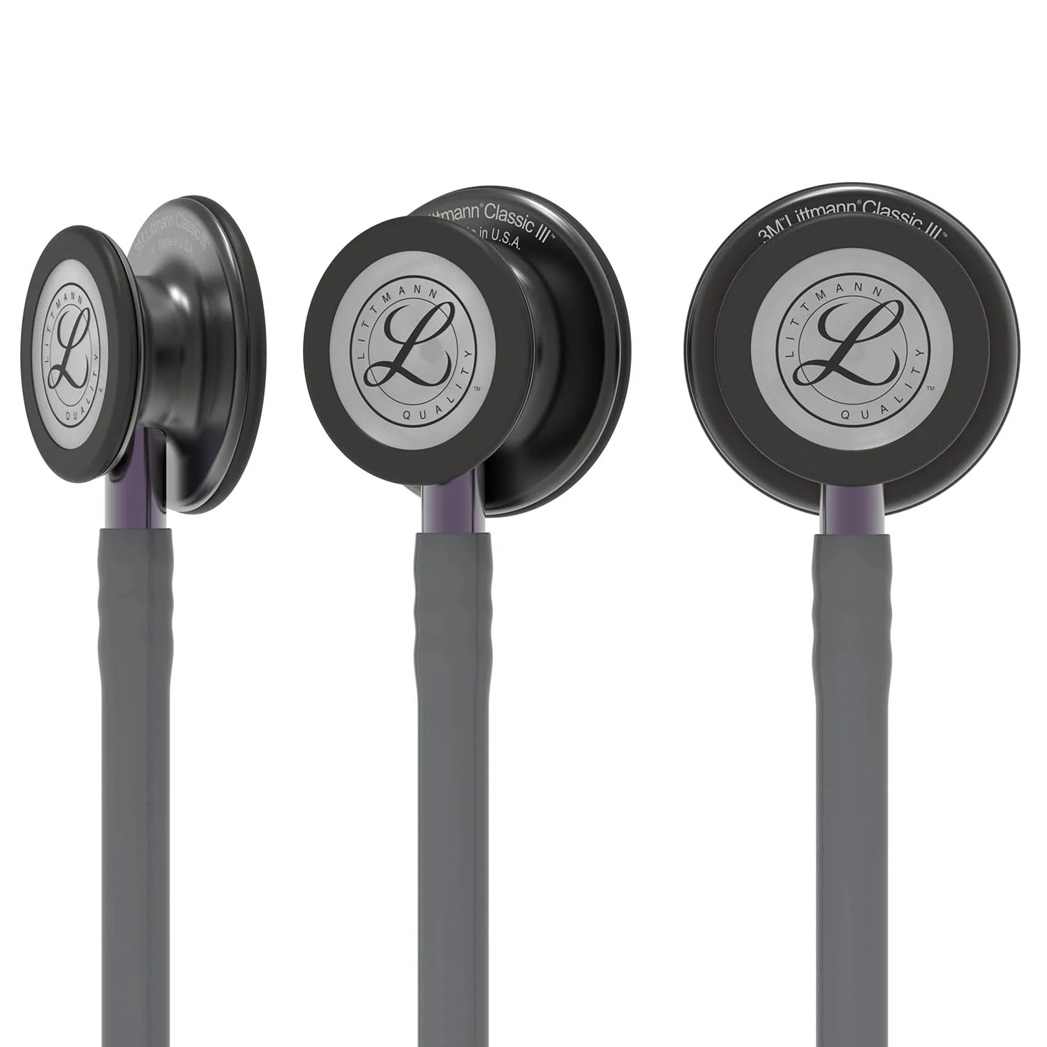 Littmann Classic III Monitoring Stethoscope: Smoke & Gray - Violet Stem 5873 - Image 7