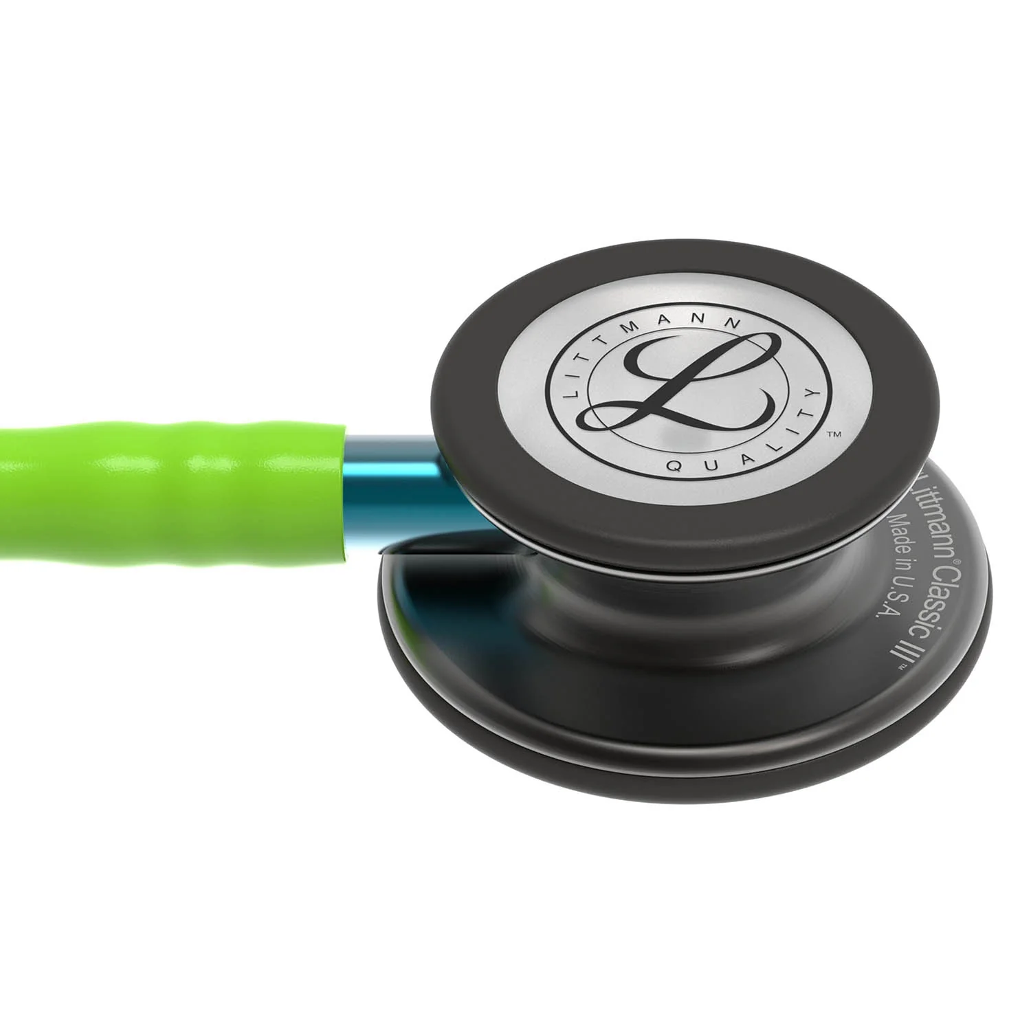Littmann Classic III Monitoring Stethoscope: Smoke & Lime Green - Blue Stem 5875 - Image 3
