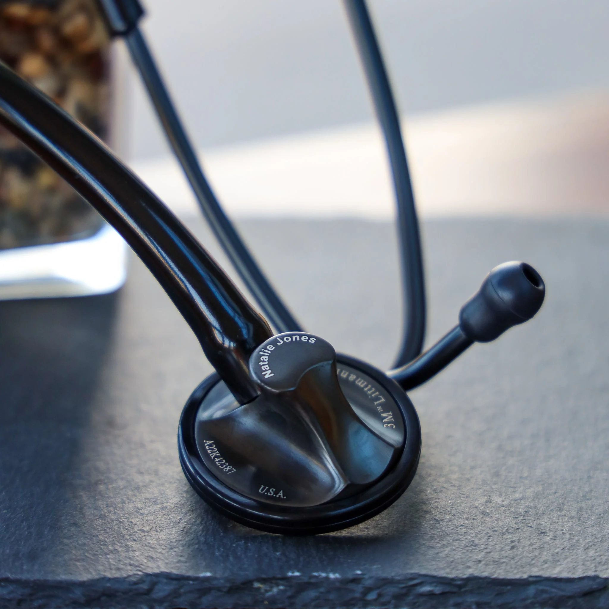Littmann Master Cardiology Stethoscope: Black & Smoke 2176 - Over Engraved - Image 4