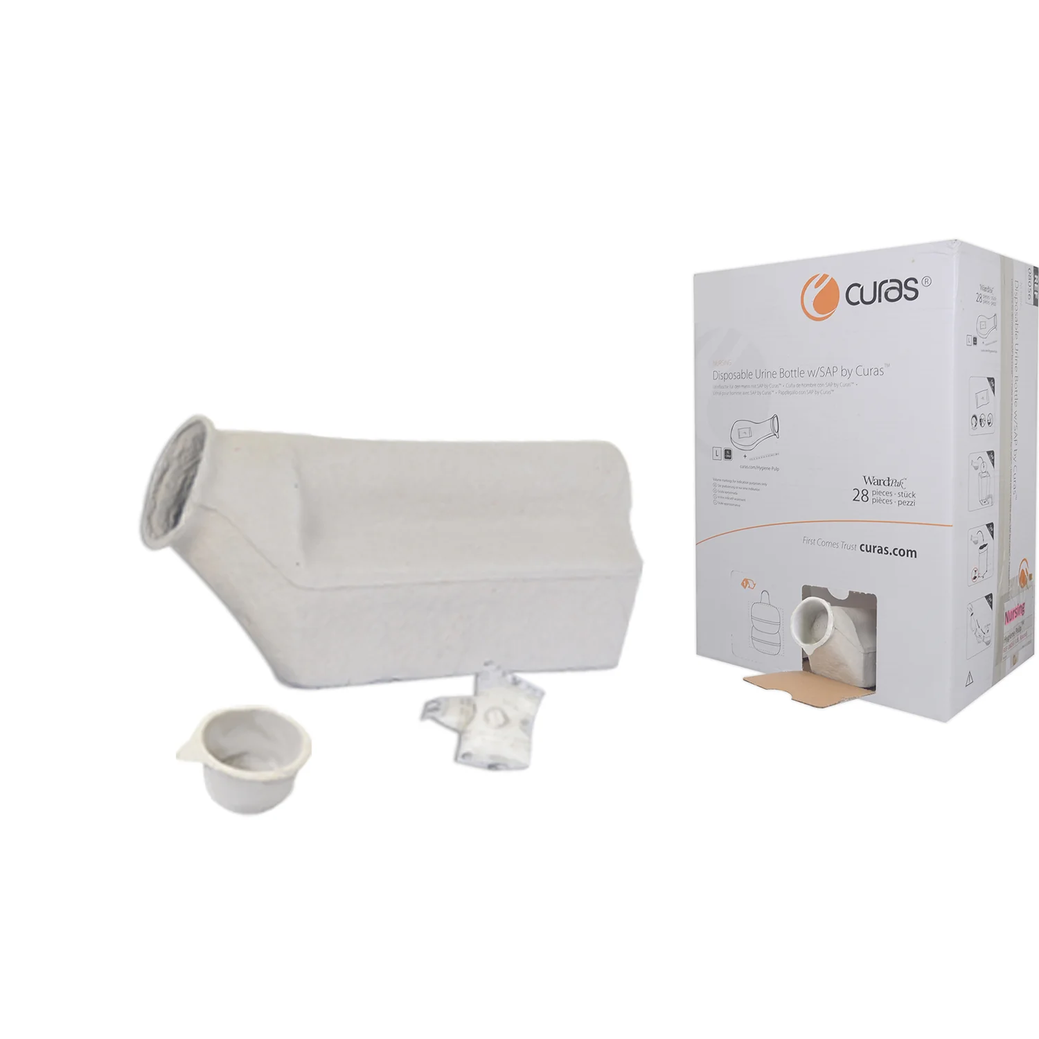 Male Urinal XL w/SAP, Lid & Measuring Stick - Pack of 28
