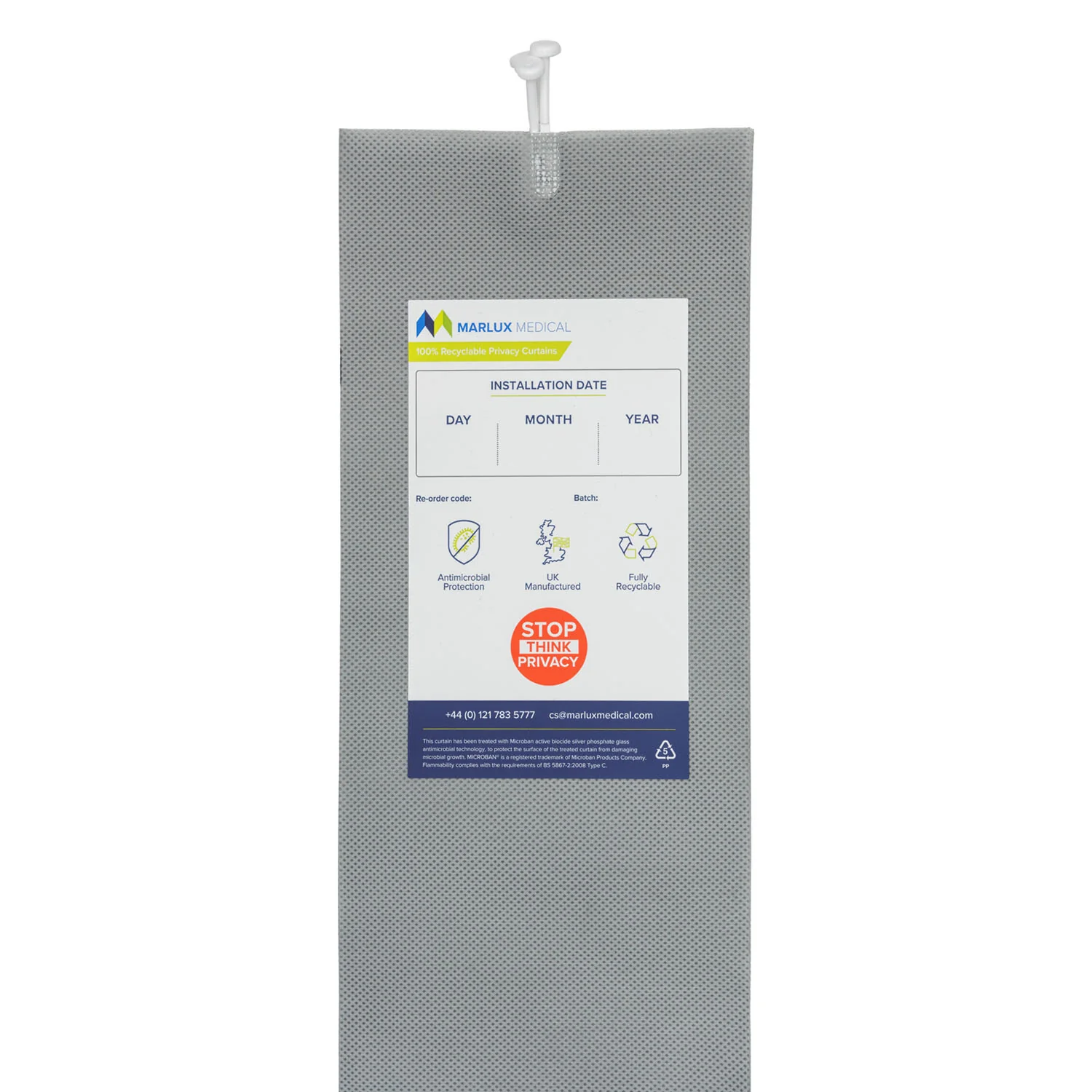 Marlux Medical Antimicrobial Treated Cubicle Curtain - Internal Hanging - 2400mm x 1950mm  - Case of 24 - Image 2