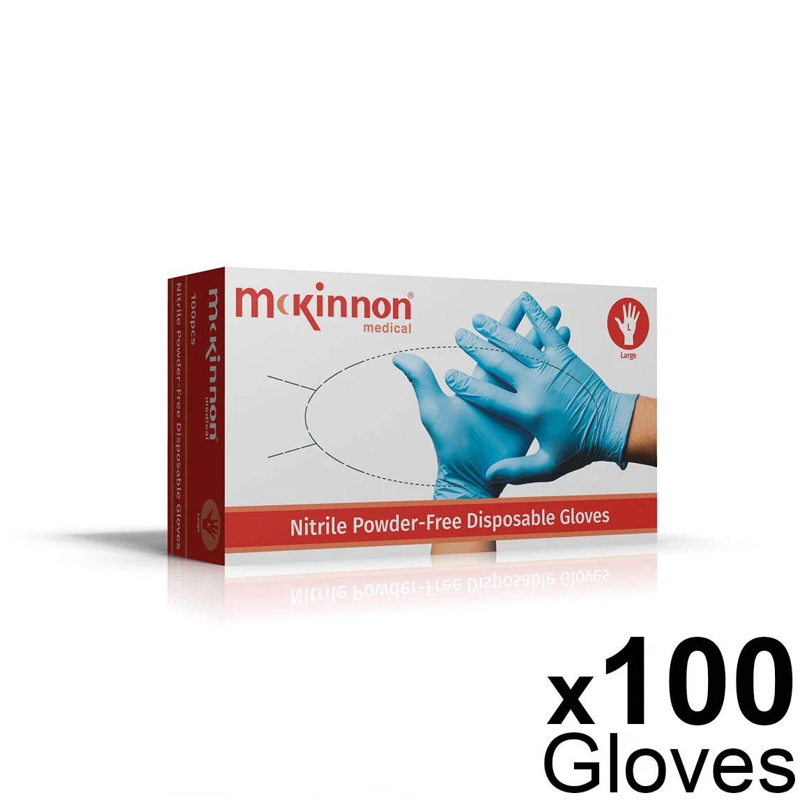 Mckinnon Medical LARGE Blue Nitrile Powder-Free Examination Gloves (Box 100) - Image 2