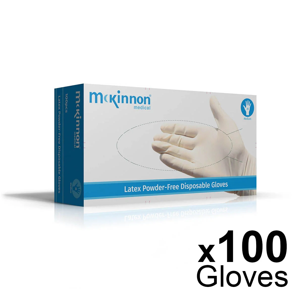 McKinnon Medical MEDIUM Latex Powder-Free Non-Sterile Gloves (Box 100) - Image 2