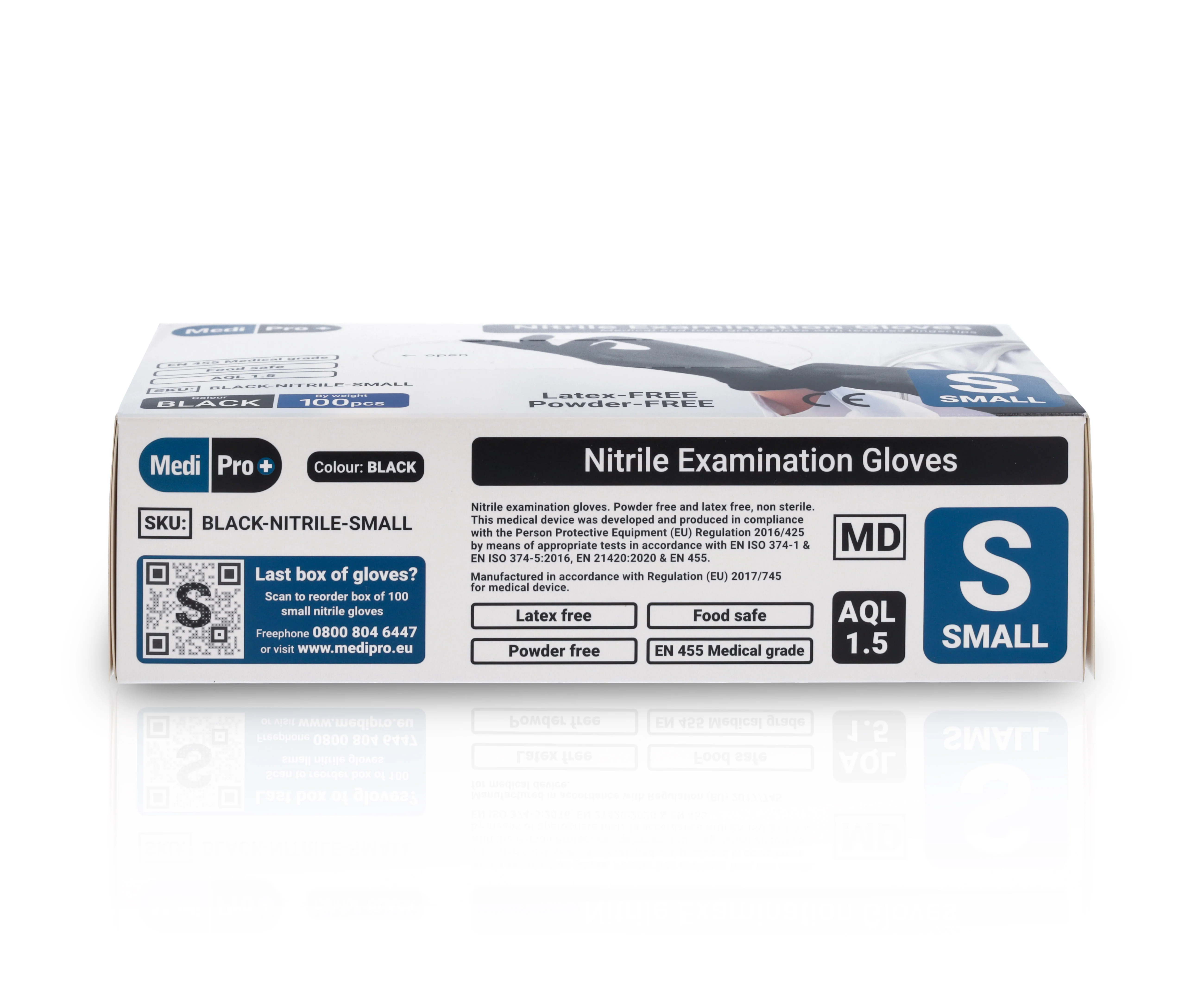 MediPro Black Nitrile Gloves - Box of 100 - Small - Image 3