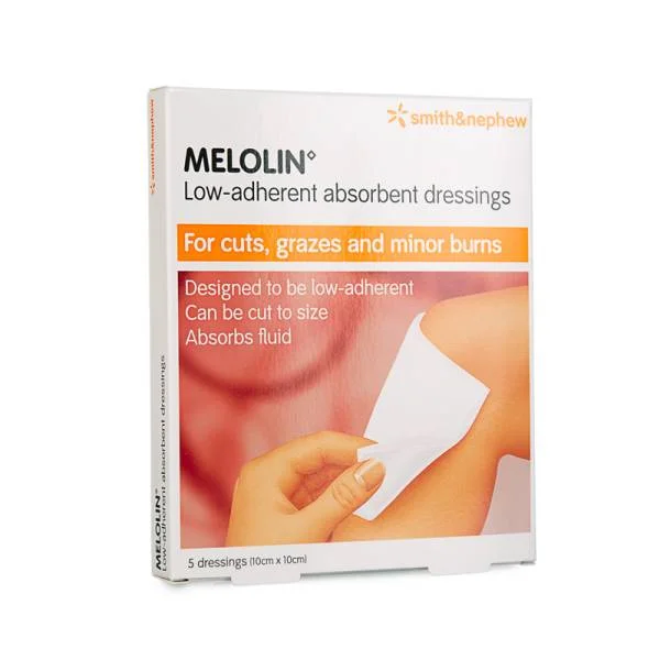 Melolin Low-Adherent Absorbant Dressings - 10cm x 10cm - Pack of 5