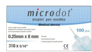 Microdot Droplet Pen Needles - 31G x 8mm