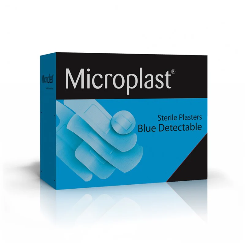 Microplast Blue Detectable Plasters Assorted In Plastic Box (Box 100)