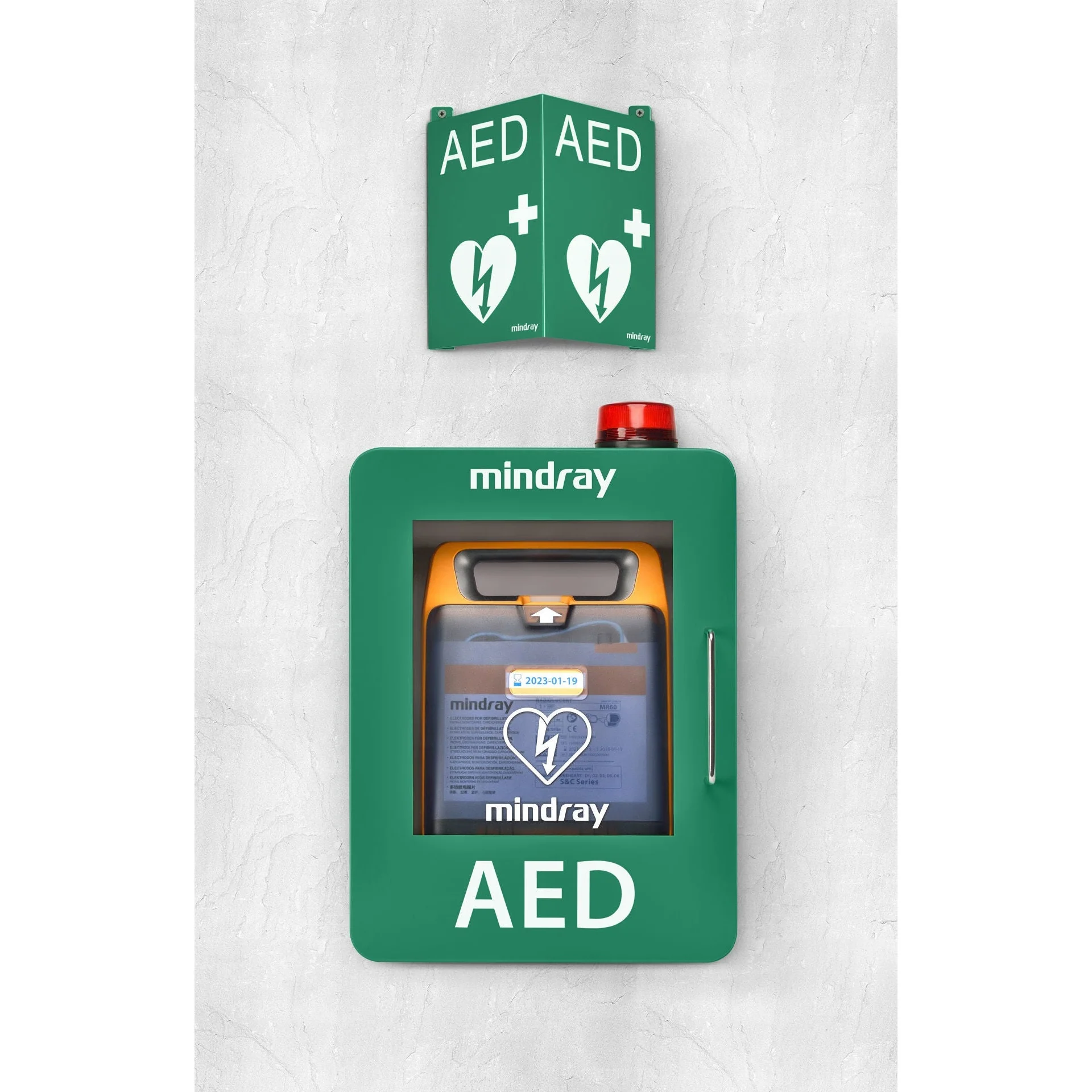 Mindray AED Wall Cabinet - C Series - with Alarm and Location Sign - Green - Image 2