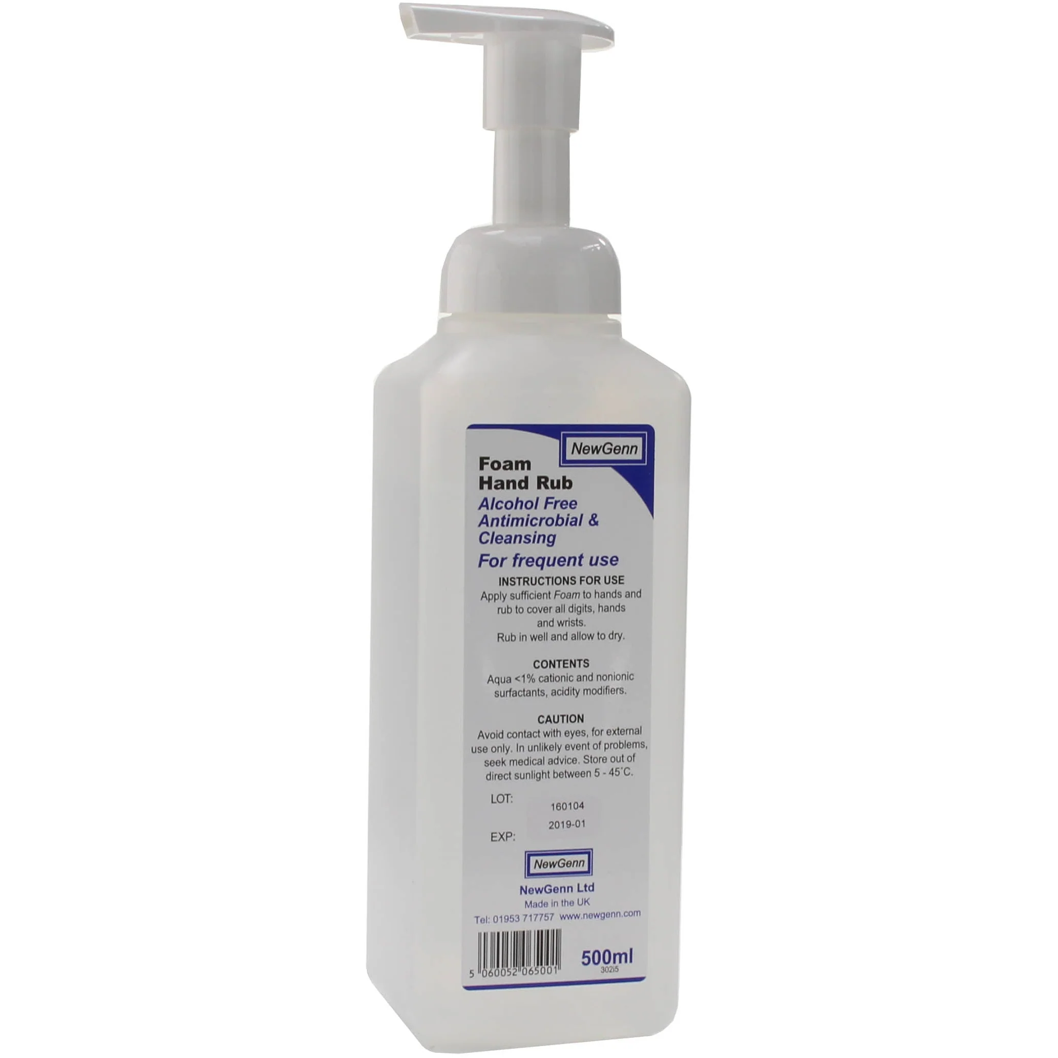 NewGenn Foam Hand Rub 500ml Bottle - Clear Coloured