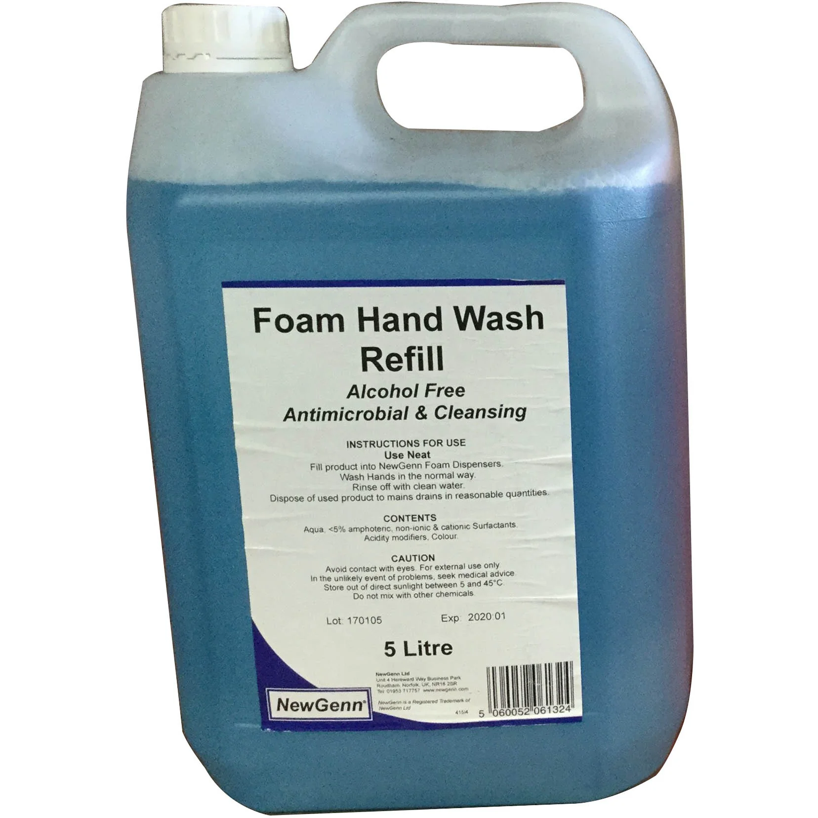 NewGenn Foam Hand Wash 5ltr Bottle - Blue Coloured