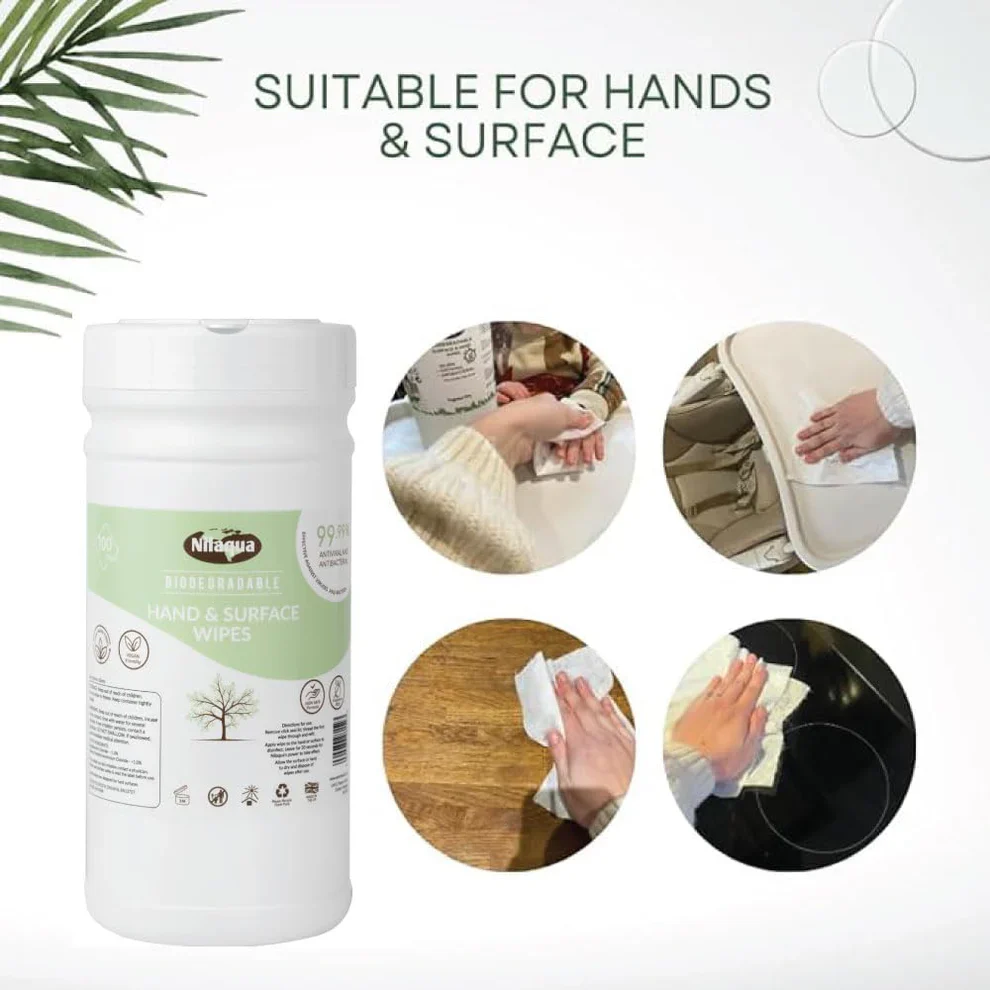Nilaqua Biodegradable Hand & Surface Wipes 100pk (Canister) - Image 4