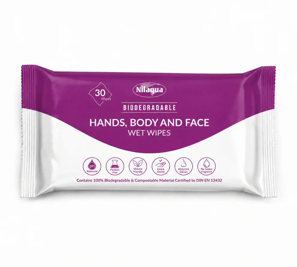 Nilaqua Hands, Body and Face Wipes - Pack of 30