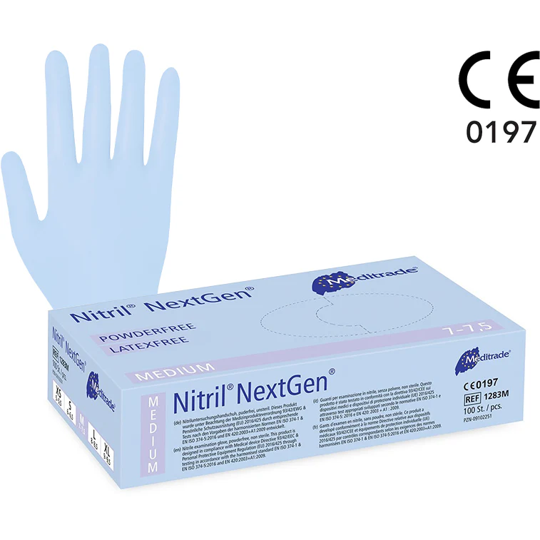 Nitrile Examination Protective Gloves- 1 x Box of 100 Gloves- Medium