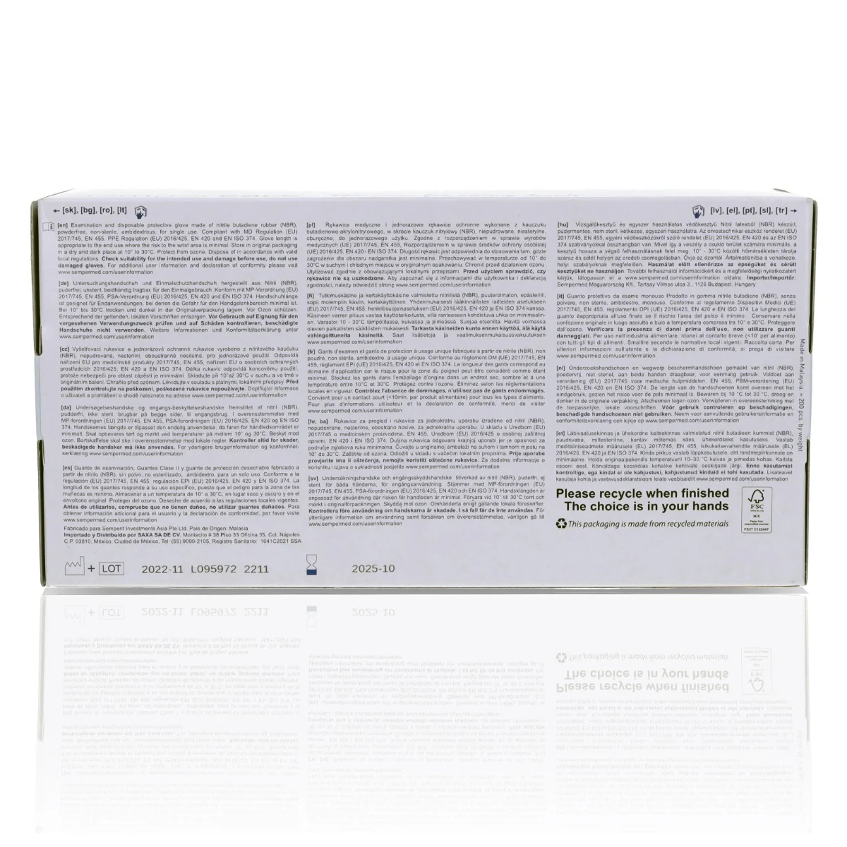 Nitrile Gloves Sempercare Green- Extra Large x 180 - Image 2