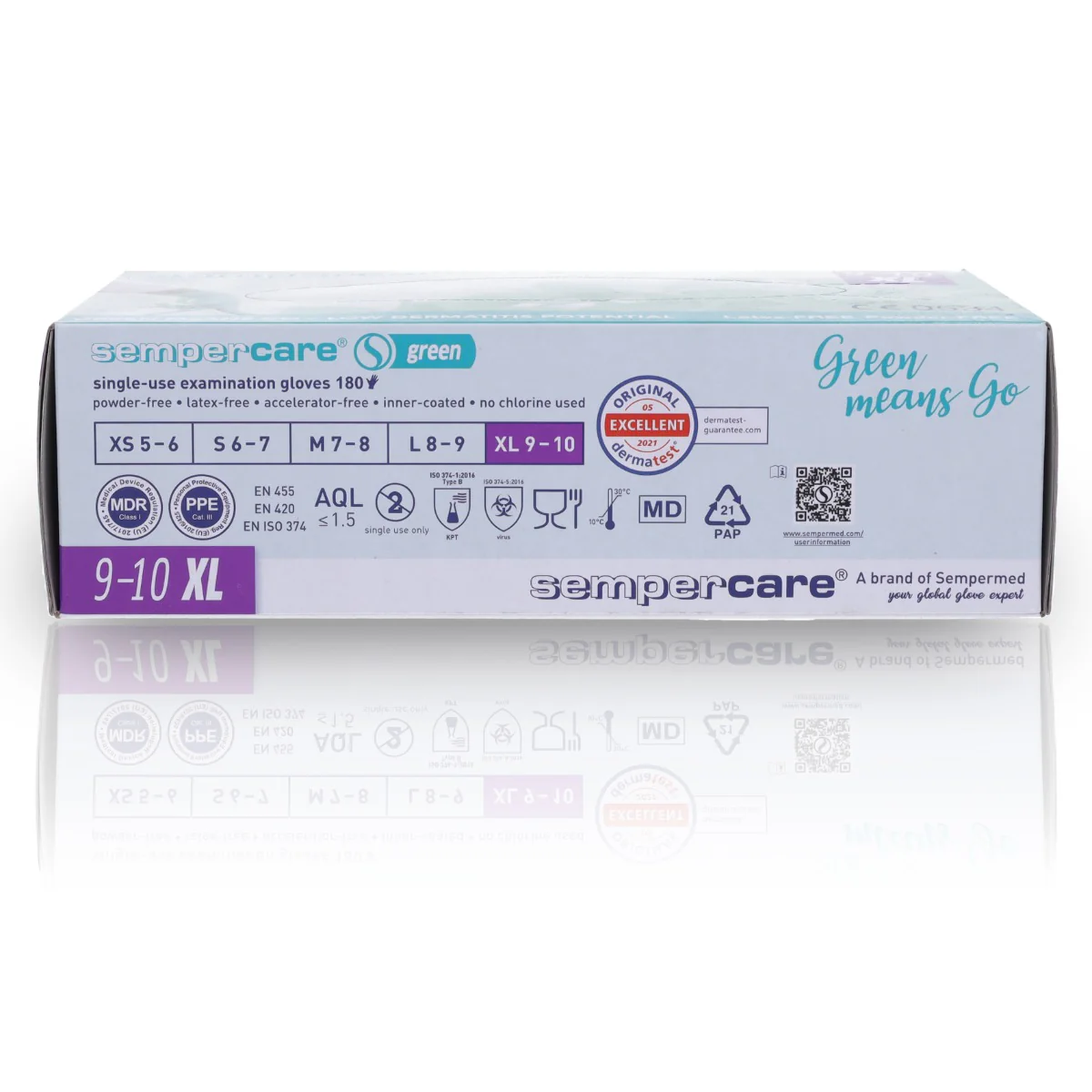 Nitrile Gloves Sempercare Green- Extra Large x 180 - Image 3