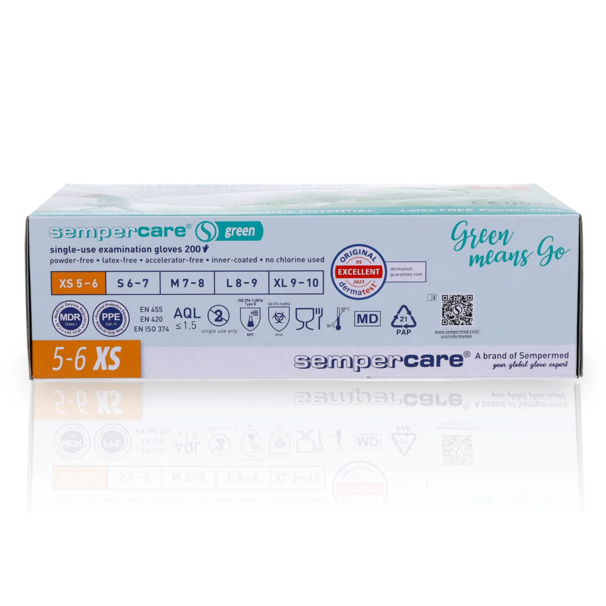 Nitrile Gloves Sempercare Green- Extra Small x 200 - Image 2