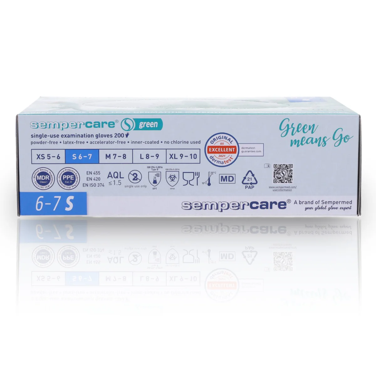 Nitrile Gloves Sempercare Green- Small x 200 - Image 3