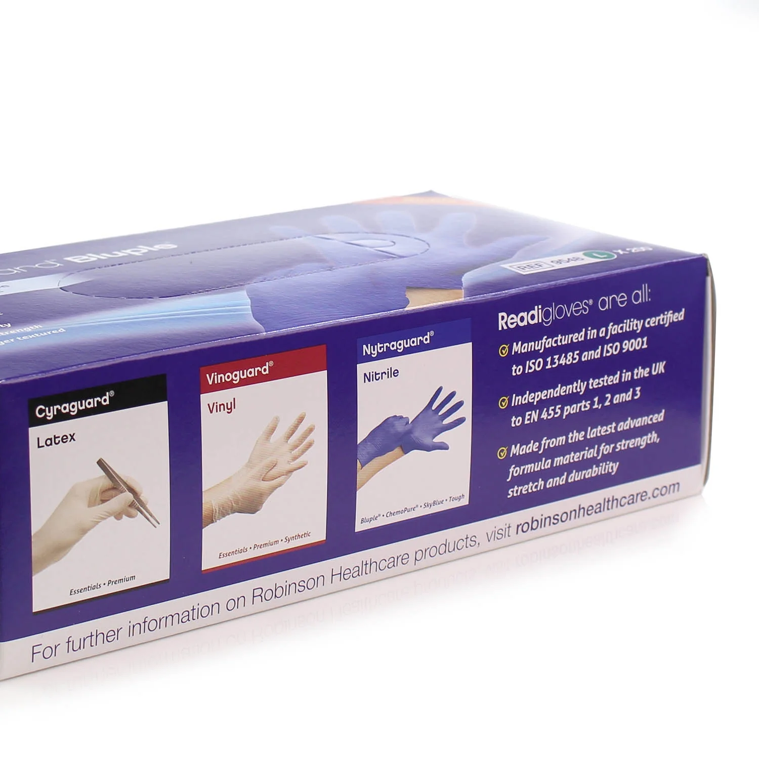 Robinsons Nytraguard Bluple Nitrile Gloves Large x 200 [EN455 Medical Grade] - Image 3
