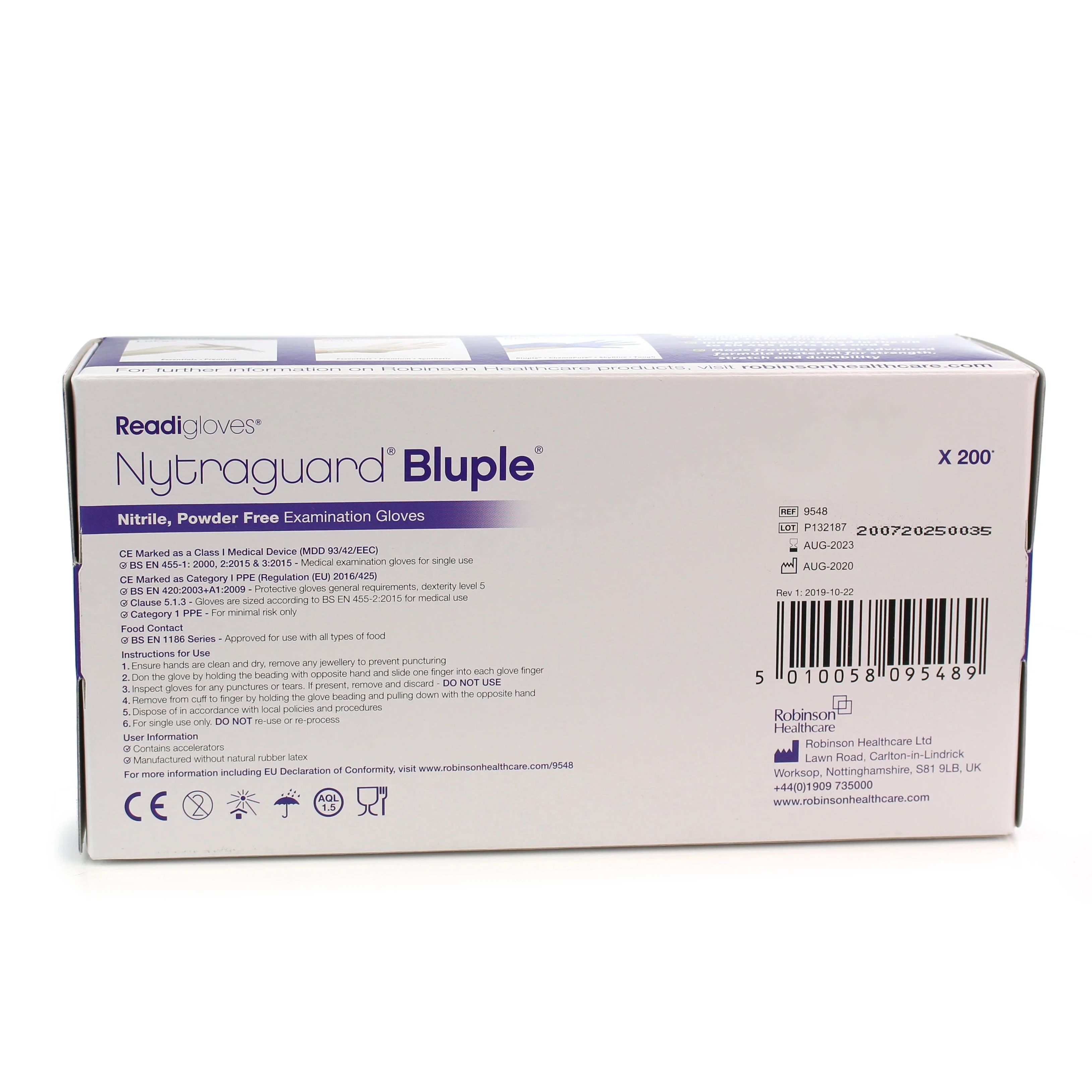 Robinsons Nytraguard Bluple Nitrile Gloves Large x 200 [EN455 Medical Grade] - Image 4