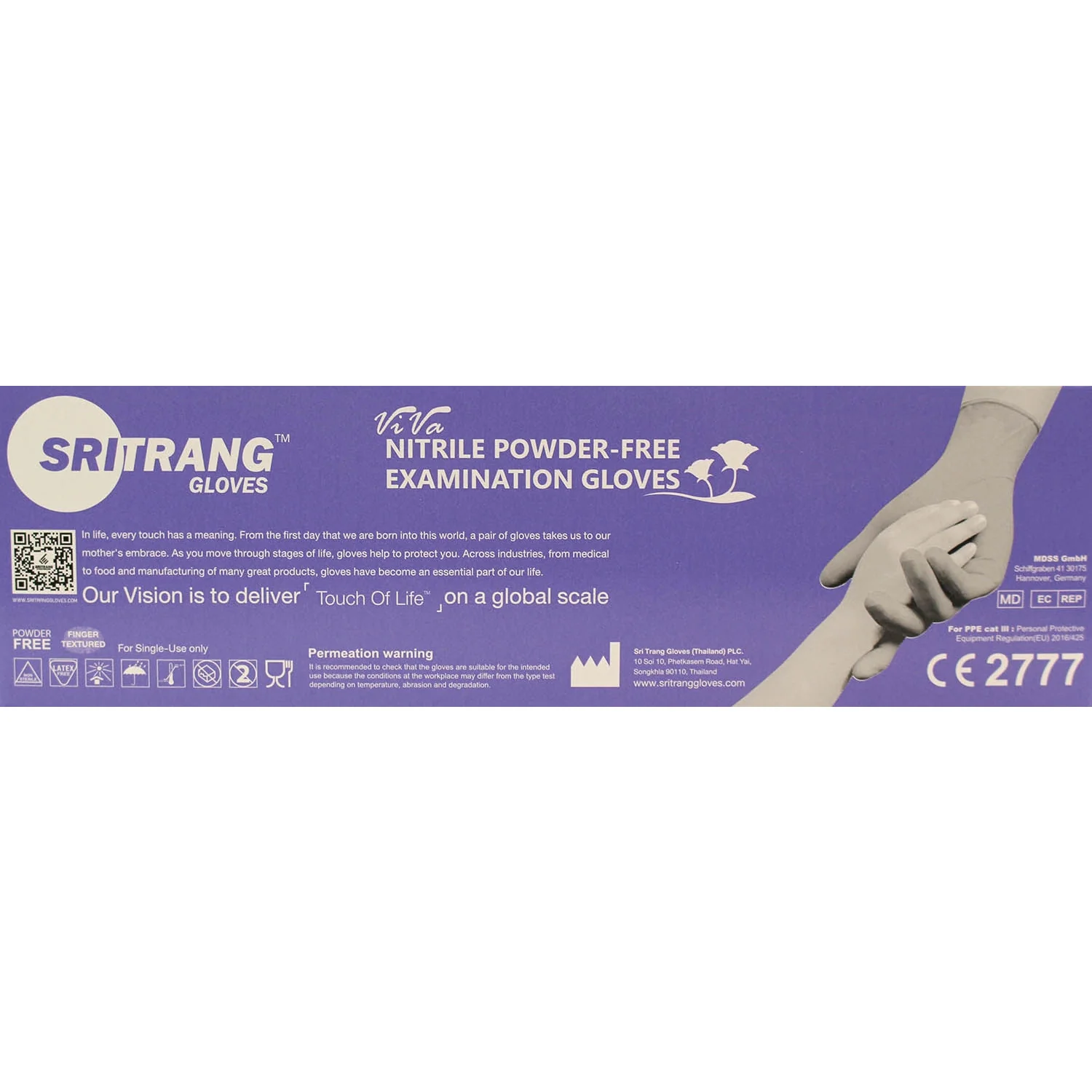 Nitrile Powder Free Examination Gloves x90 - Extra Large [PPE Cat III Cert] - Image 3