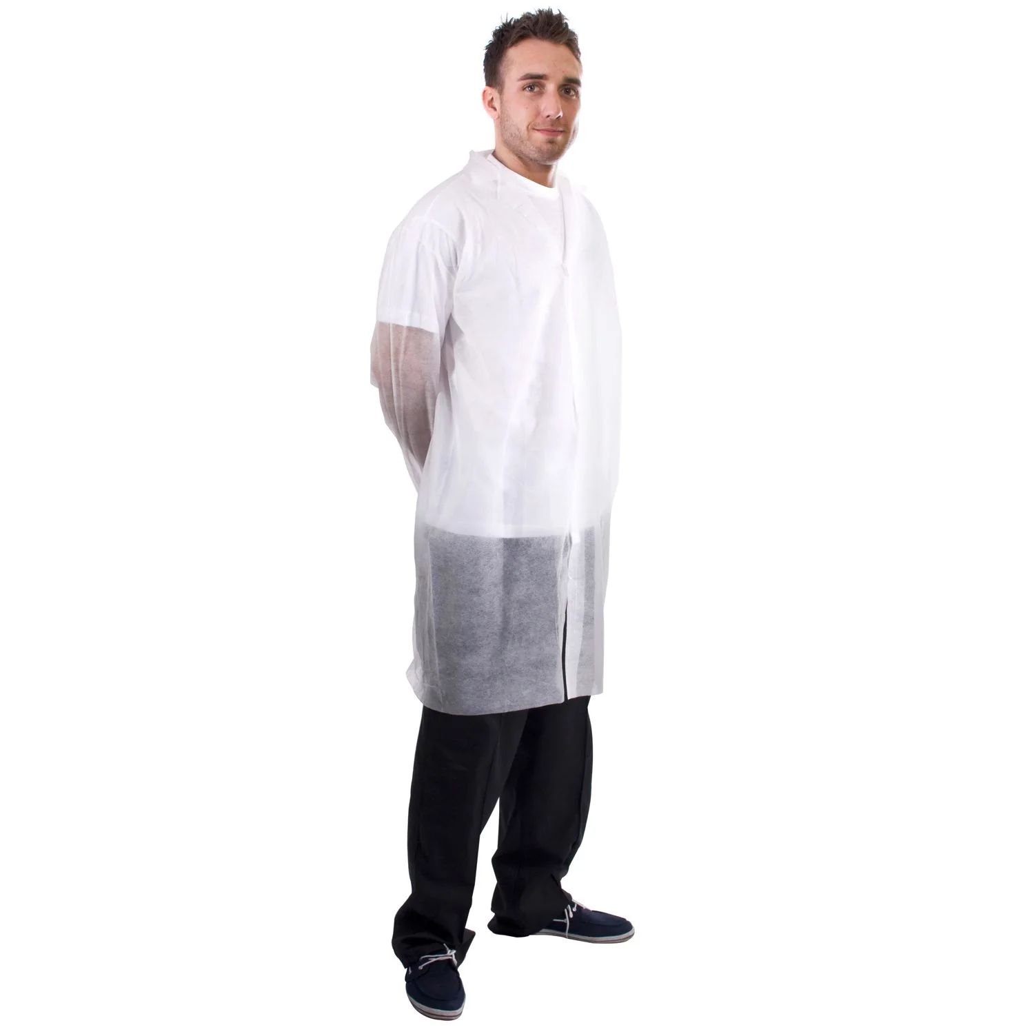 Non-Woven visitor Coats Velcro - White - Case of 50 XL