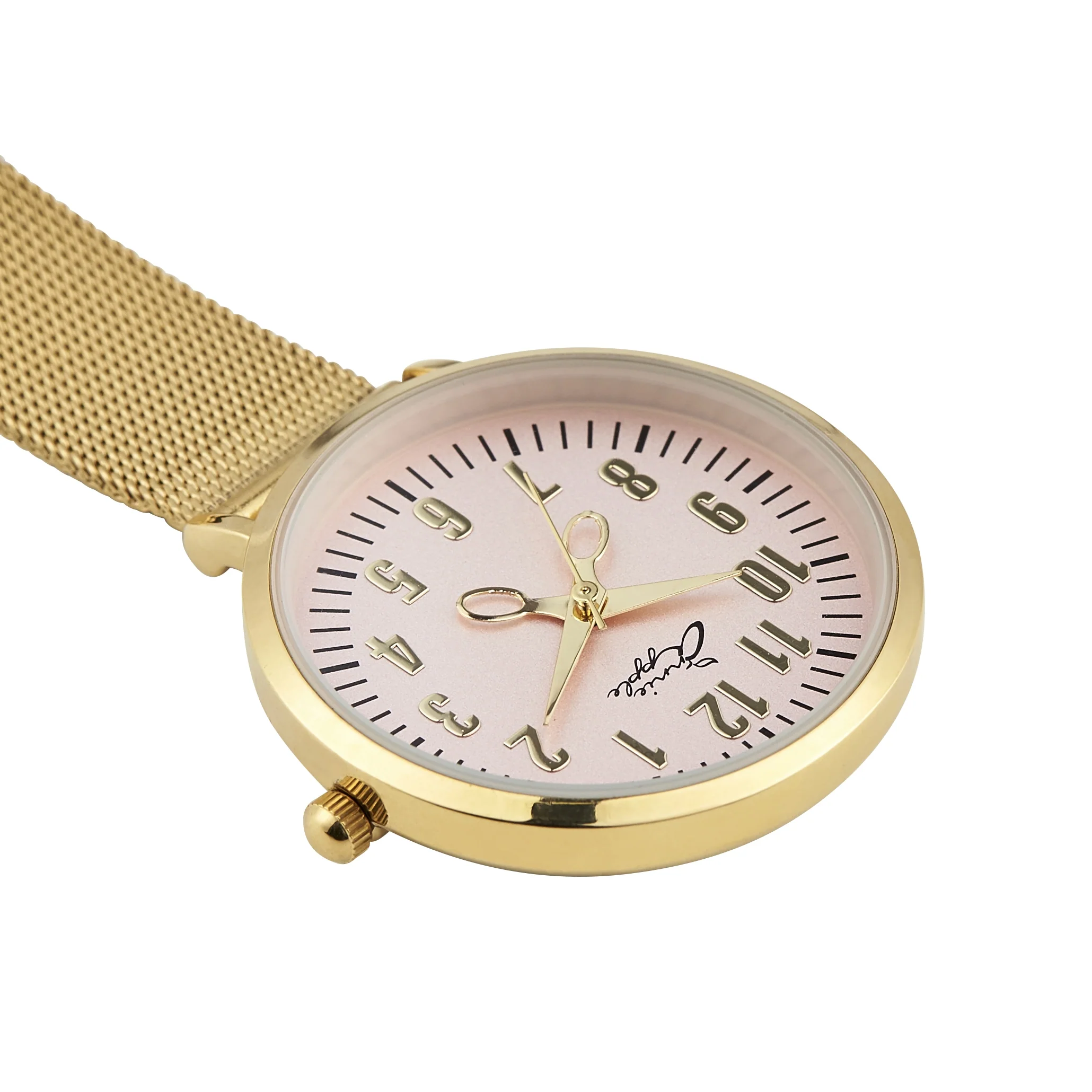 Annie Apple Nurses Fob Watch - Aurora - Blush/Gold - Mesh - 35mm - Image 4