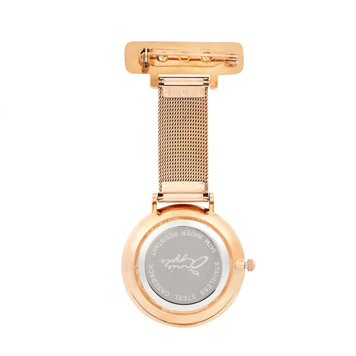 Annie Apple Nurses Fob Watch - Aurora - Glitter Rainbow/Rose Gold - Mesh - 35mm - Image 5