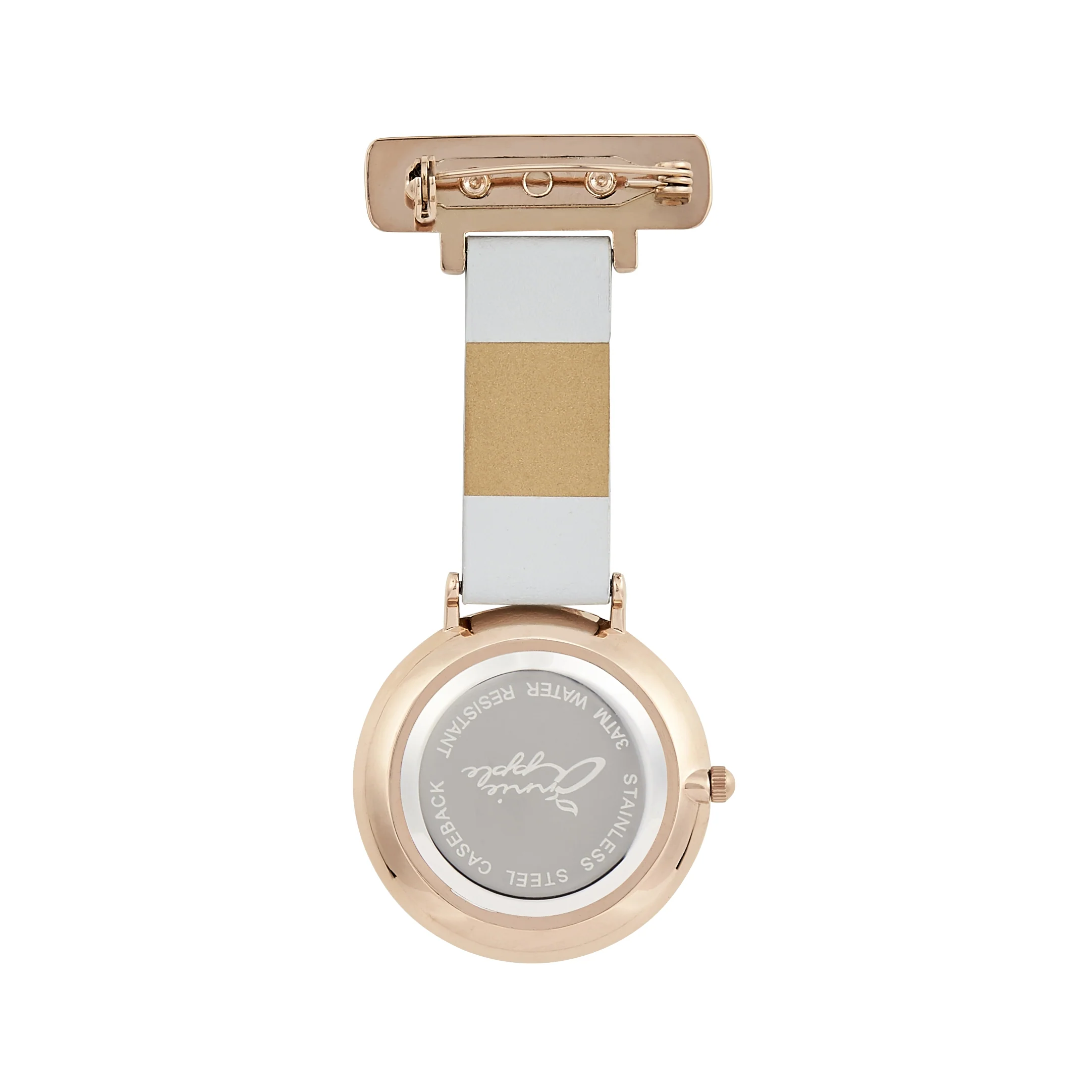 Annie Apple Nurses Fob Watch - Aurora - Marble/Rose Gold/Grey - Leather - 35mm - Image 4