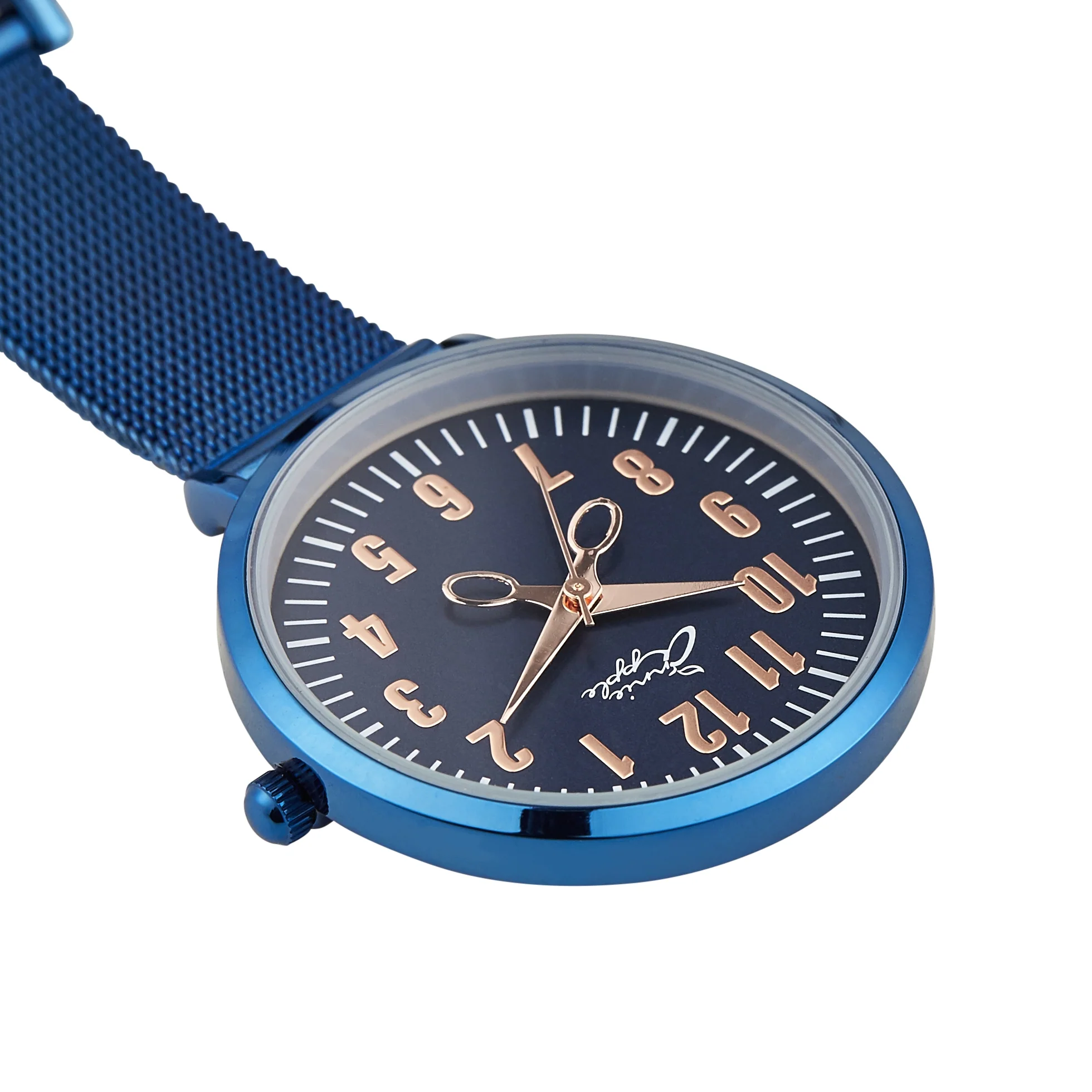 Annie Apple Nurses Fob Watch - Aurora - Rose Gold/Blue - Mesh - 35mm - Image 4