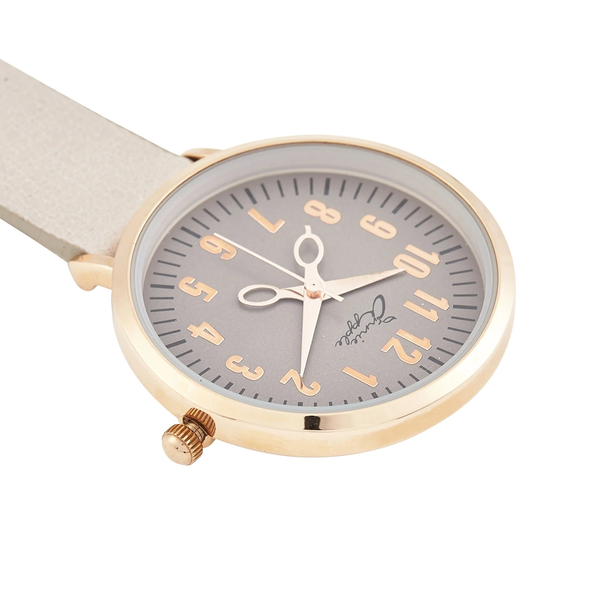 Annie Apple Nurses Fob Watch - Aurora - Rose Gold/Grey, Numbered - Leather - 35mm - Image 4