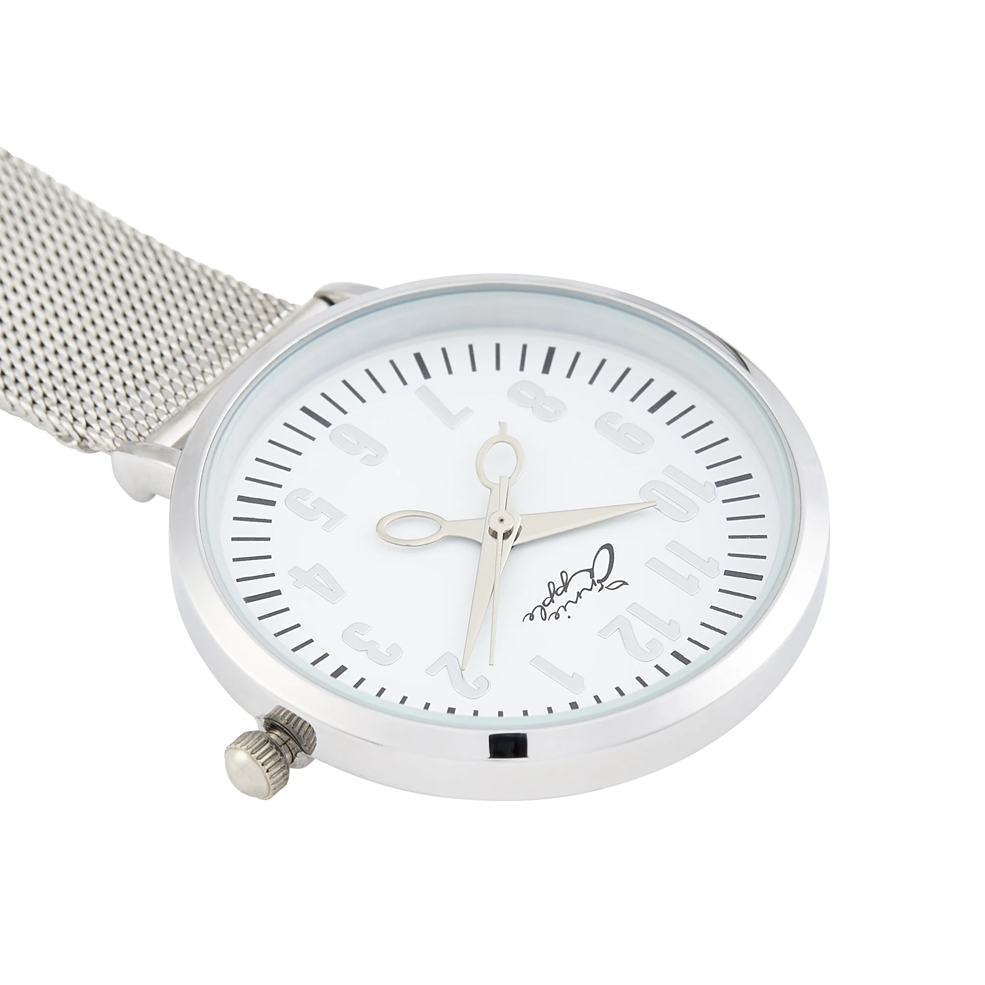 Annie Apple Nurses Fob Watch - Aurora - White/Silver, Numbered - Mesh - 35mm - Image 4