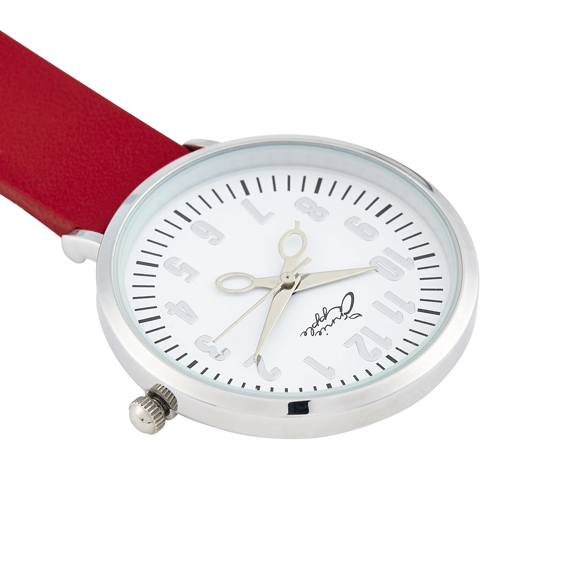 Annie Apple Nurses Fob Watch - Aurora - White/Silver/Red - Leather - 35mm - Image 4
