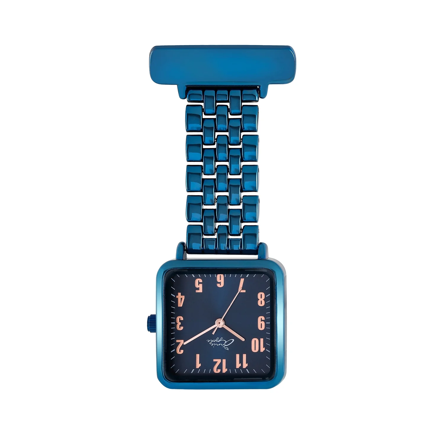 Annie Apple Nurses Fob Watch - Eunoia - Rose Gold/Blue - Link - 28mm