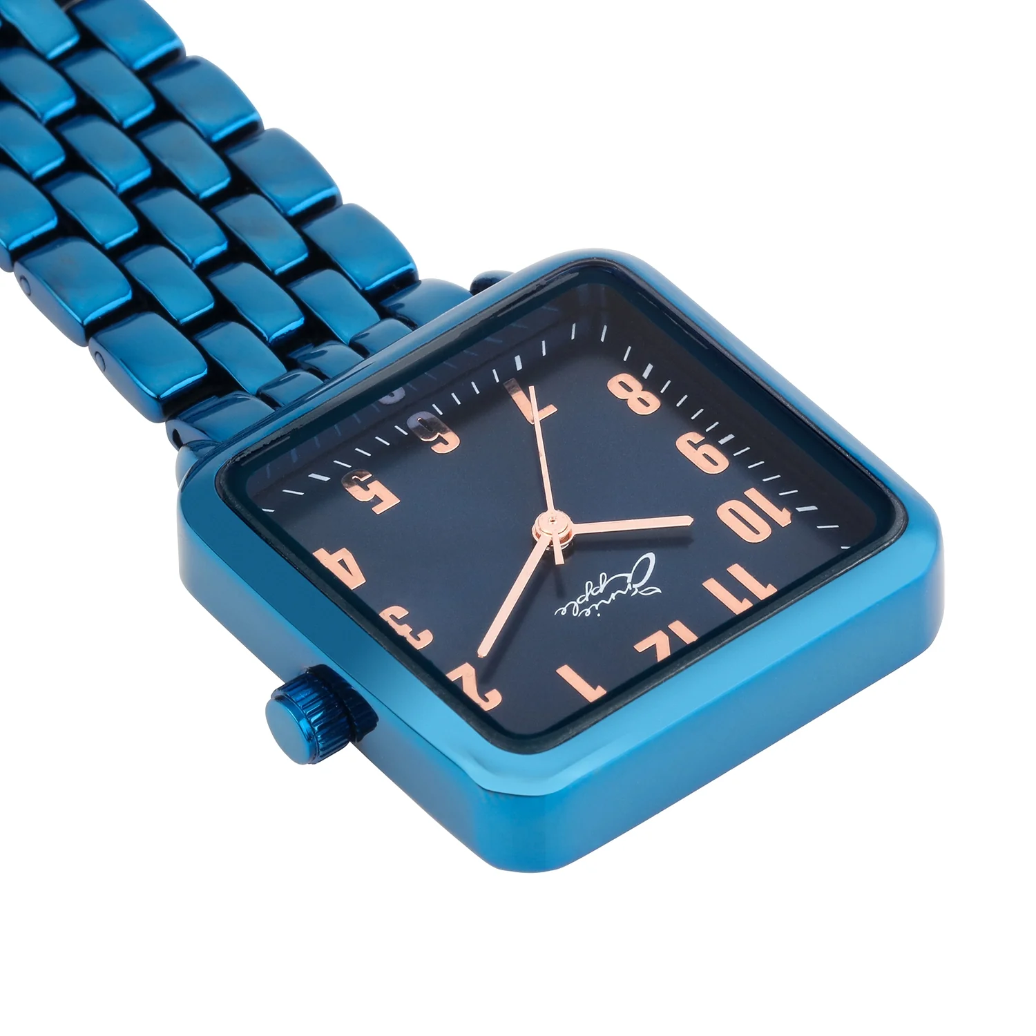 Annie Apple Nurses Fob Watch - Eunoia - Rose Gold/Blue - Link - 28mm - Image 4
